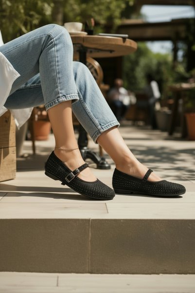 ALFHA Springs Babet Black Stone Legendary Mary Jane Model Thin Heel Comfortable Fit