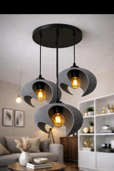 TIGEA Accessories İSKANDİNAV TARZ PREMİUM SALON/ OTURMA ODASI SARKIT ÜÇLÜ AVİZE