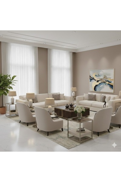 terndat Set of 4 two-tiered hospitality tables, marble alternative, champagne...