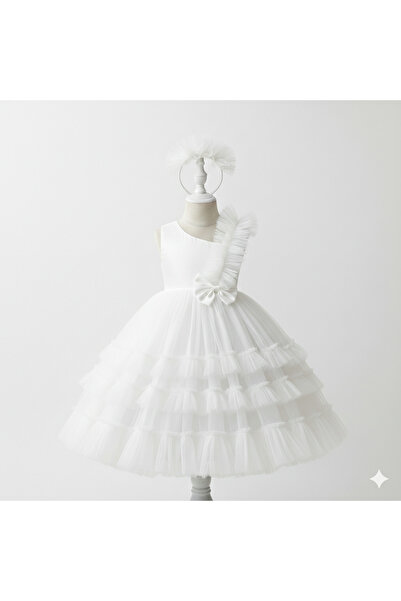 shop Girl's White Dress with Bow, Girl's Graduation Dress, Evening Dress