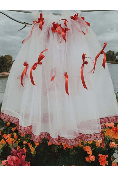 OBSIDION Decor CRISTELNITA - din tulle - fundite - alb - rosu