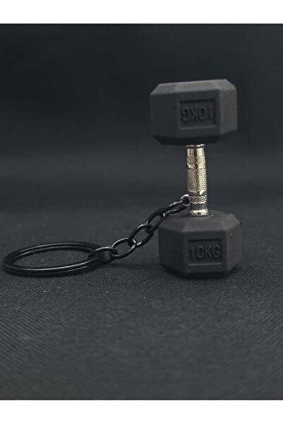 sarıyer silver Black Dumbbell Keychain Bag Charm Weight Fitness Sports Themed...
