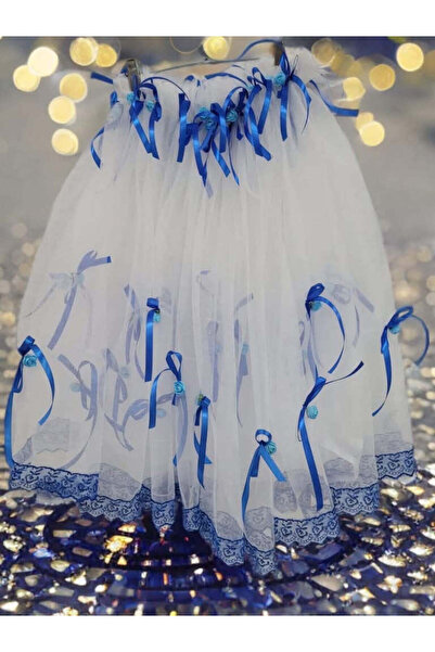 OBSIDION Decor CRISTELNITA - din tulle - fundite - alb - albastru royal