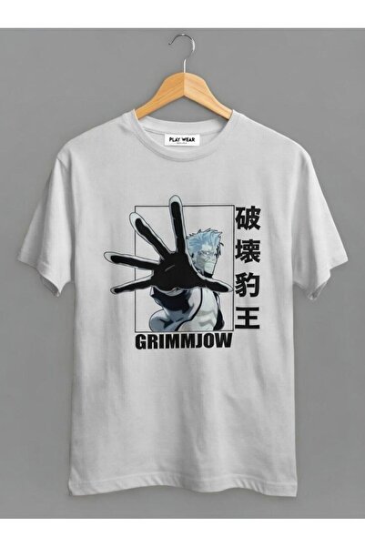 playwear PLAY WEAR Bol Kalıp Unisex Bleach Grimmjow Özel Tasarım Anime Tişört
