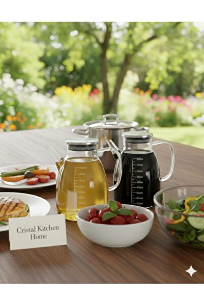 Paşabahçe Premium Round 2'li Borosilikat Cam Yağdanlık – 1000 ml Ölçü Göstergeli