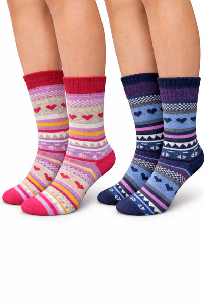 YOTITEX Colorful Ethnic Patterned Daily Wool Socks Set of 2
