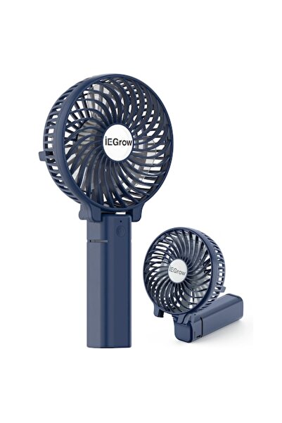 iEGrow Mini Portable Fan, USB Rechargeable, 4-11 Hours Autonomy, 3 Speeds, Blue
