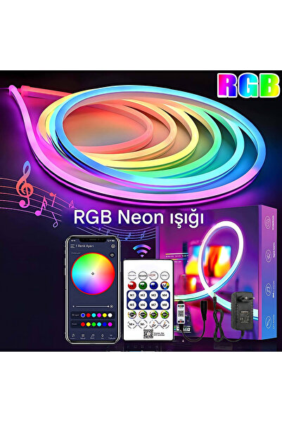 Onerous 5V RGB Neon Şerit Led 3M-5M-10M Telefon ve Kumanda ile Kontrol Sınırs...