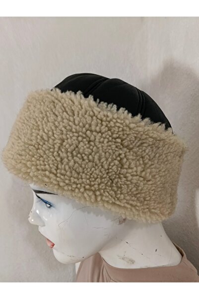 hoaryage Genuine Leather Brown Snotop Fur Outdoor Leather Bork Hat Unisex