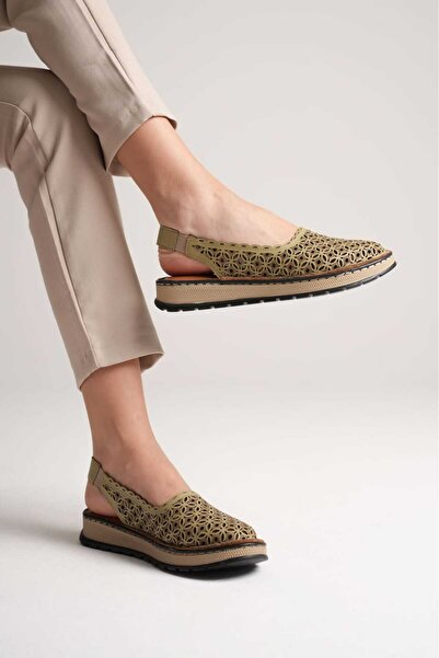 AYAKKABİSEPETİ Genuine Leather Women's Sandals (Inside and Outside)