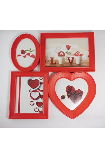 Accessories 4 LÜ ÇERÇEVE KIRMIZI ÇOKLU KOLAJ ÇEREVE