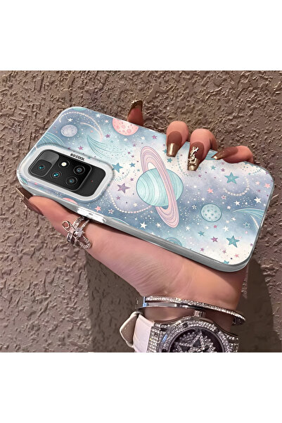 Hontinga حافظة صلبة رفيعة مع حماية للكاميرا بنمط فضائي متوافقة مع هاتف Redmi ...