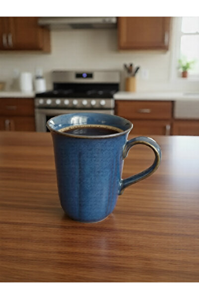 atamergrup Seramik Kahve Kupası – Mavi Renk, Modern Tasarım