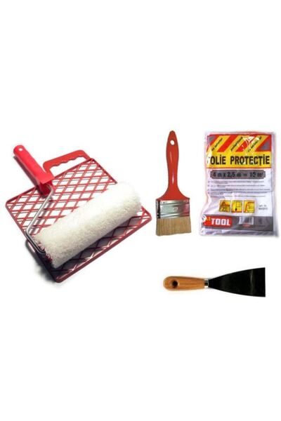 Evelise Set pentru zugravit nr. 4, rola cu gratar, spaclu, pensula, folie, Ar...