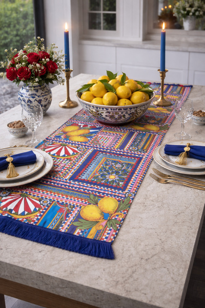 PELİNDEN Milano Serisi Saks Saçaklı Runner