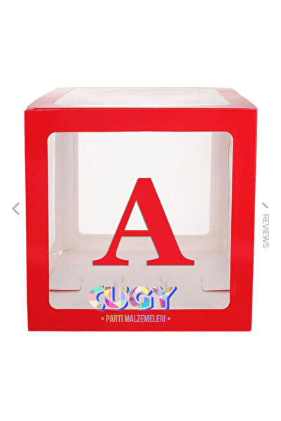 cugy parti malzemeleri KIRMIZI ŞEFFAF BALON KUTUSU HARF SEÇENEKLİ
