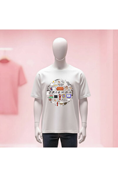 Vordevia Friends Printed Crew Neck Wide Fit Unisex Tshirt