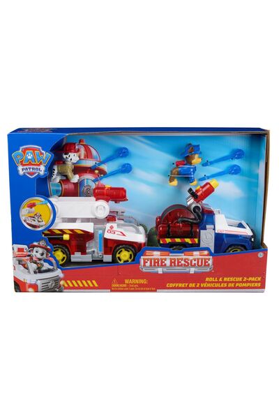 Evelise PATRULA CATELUSILOR SET 2 VEHICULE DE SALVARE MASINI DE POMPIERI CU F...