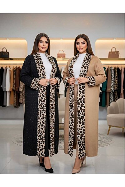Ropi Luxurious women's "leopard" print fur coat with crystal embroidery - a r...