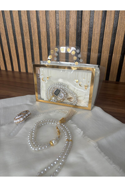 Evce Home Tekstil Ramazan Temalı Pakette Eşarp ve Zikirmatik Tespih