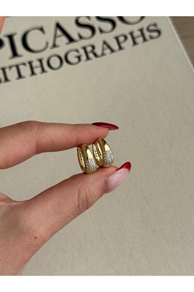 İREM YILDIZ Çelik 14K CM Kuyumcu Model Gold Küpe