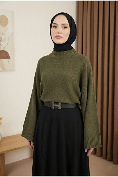 MODAQU Casual Half-Throat Short Knit Sweater - Khaki