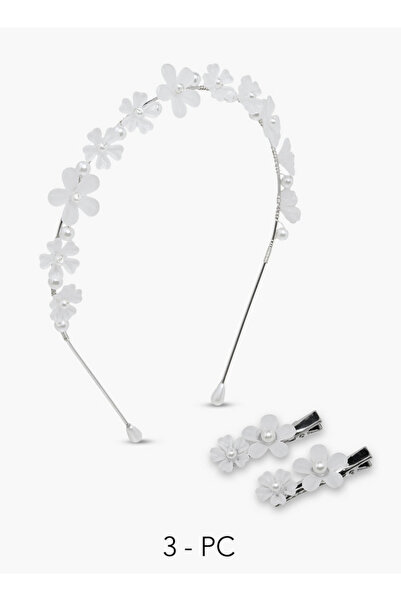 Flora Bella by Shoexpress Pack of 3 Hairband and Hair Clip with Floral Embell...