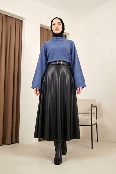 MODAQU Casual Half-Throat Short Knit Sweater - Indigo