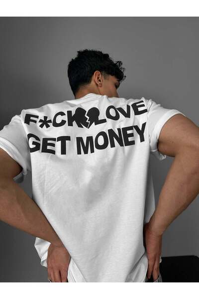 elkumoda تي شيرت قصة فضفاضة مطبوع عليه نصوص مع نمط رسومي كبير على الظهر، مصنو...