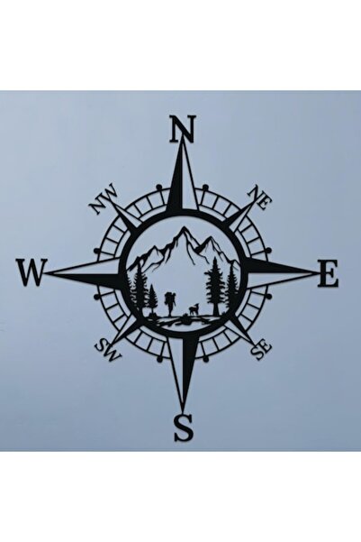 ruelen Decorațiune de perete metalică, busolă nautică, 36 cm, durabilă, ușor ...