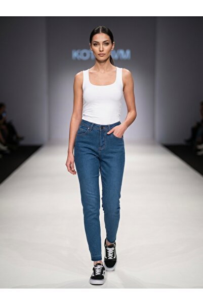 Kaizer Jeans Yeni Sezon Mavi Sökük Paça Mon Jean 2026 Örme Pantolon