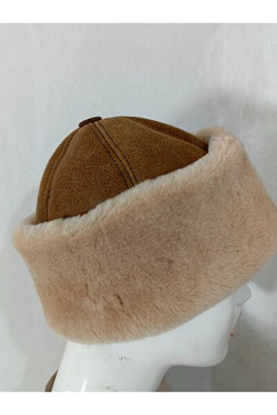 modası Genuine Leather Brown Snotop Fur Outdoor Leather Börk Hat Unisex 57-59