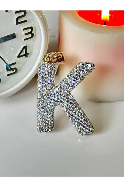 anahtarlık evreni Zircon Stone Letter White Color Keychain, Gift, Bag Ornamen...