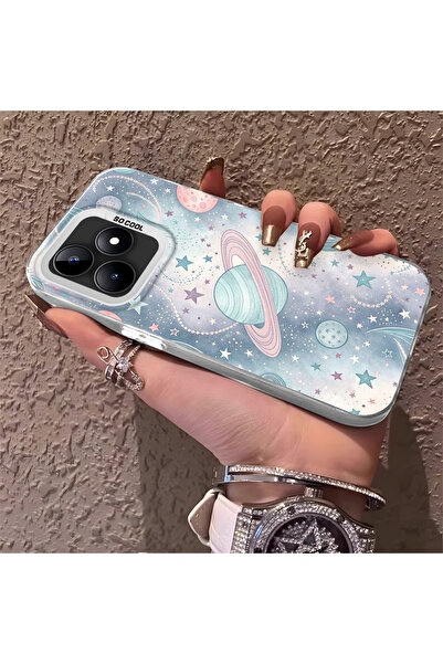 Hontinga حافظة صلبة رفيعة بنمط فضائي مع حماية للكاميرا متوافقة مع هاتف Realme...