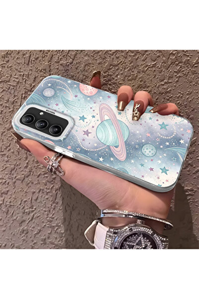 Hontinga حافظة صلبة رفيعة مع حماية للكاميرا بنمط فضائي متوافقة مع هاتف سامسون...