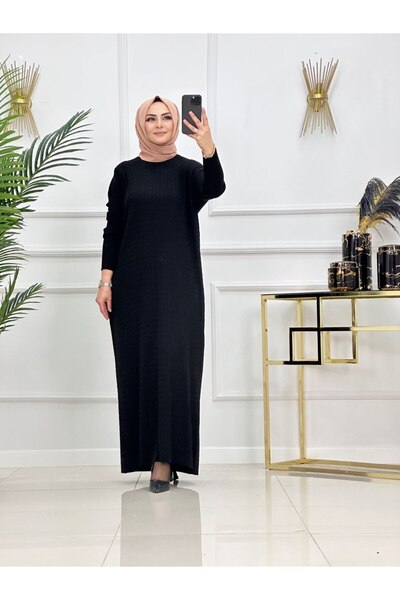 Summer Store Esila Hair Knitted Tricot Hijab Dress