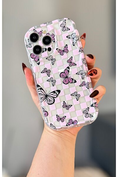 MİRAZ TASARIM حافظة شفافة واقية من الصدمات بنمط الفراشة لهاتف آيفون 14 برو ماكس