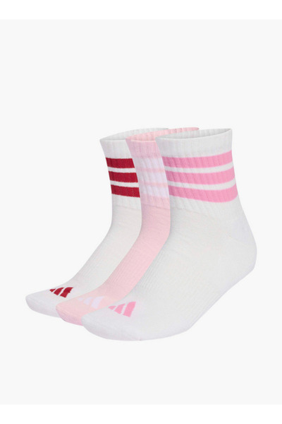 adidas Men 3 Stripes Mid-Cut Socks Cushioned - Set of 3