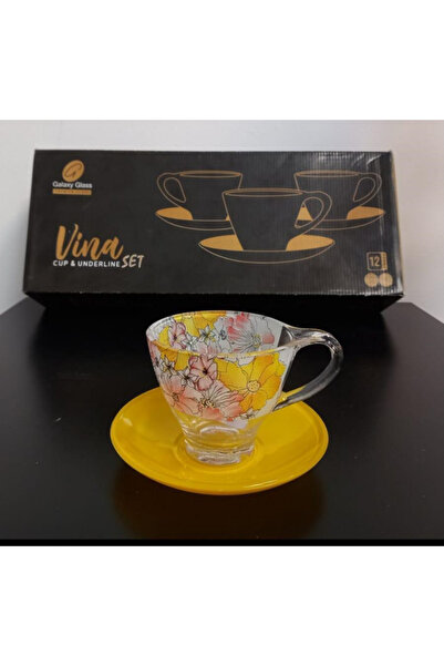 OEM Set of colored glass cups and saucers 230ml