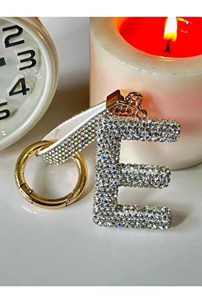 anahtarlık evreni Zircon Stone Letter White Color Keychain, Gift, Bag Ornamen...