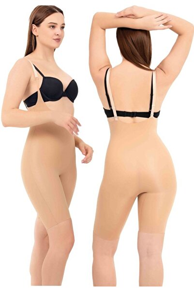 bipamuk مشد نسائي طويل يغطي منطقة تحت الصدر، مقطوع بالليزر، مع أحزمة قابلة لل...