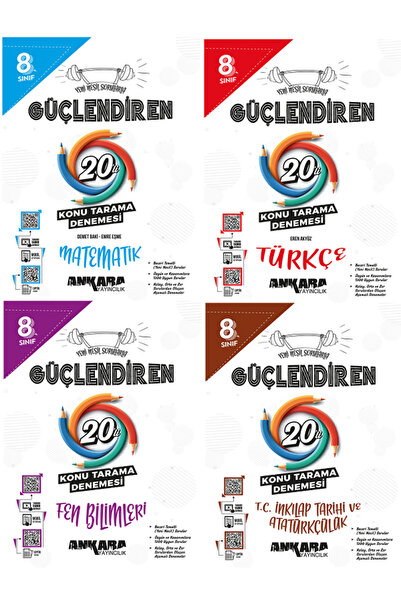 Açı Yayınları 8.Sınıf Ankara Güçlendiren Matematik + Türkçe + İnkilap 20 Li K...