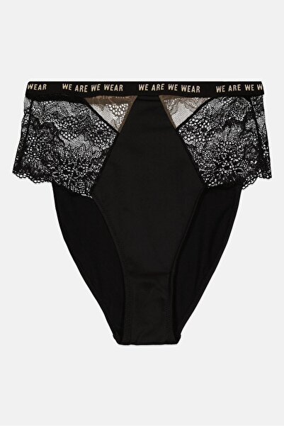 We Are We Wear Women Pull On Lace Trim Panties, Black Combo