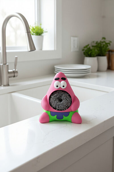 DECOROMA Patrick Figürlü Tezgah Üstü Bulaşık Teli Düzenleyici – Eğlenceli Mut...