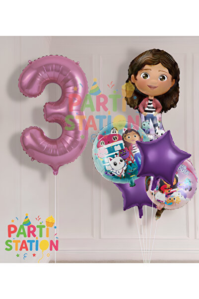Parti Station Gabby Dollhouse 3 Yaş Konsept Doğum Günü Partisi Balon Seti
