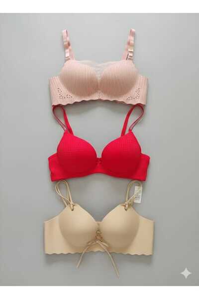 pae Colorful 3-Piece Economical and Advantageous Bras with Bra Pads and Under...