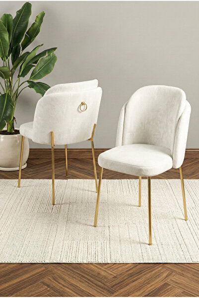 DEREN HOME Rigella Serisi 1 Adet Mutfak Salon Yemek Odası Sandalyesi Gold Kap...