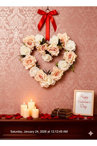 Bukiro Heart Wreath Artificial Flower Decor Orchid Wreath Lover Artificial Fl...
