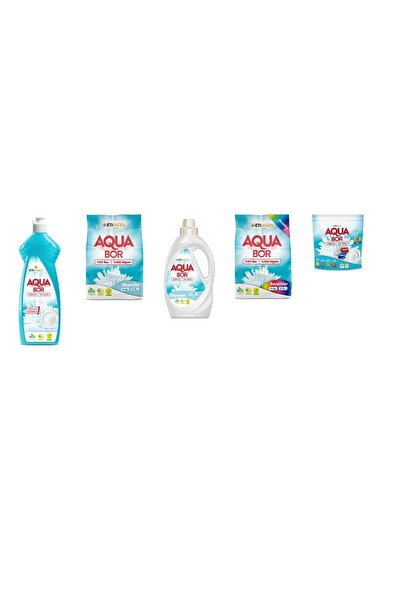 Aquabor منظف الأطباق الطبيعي المعدني + 4 كجم أبيض + سائل أبيض + 4 كجم ملون + ...