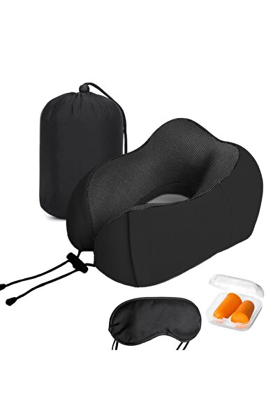 MIZAJIC Travel Neck Pillow with Eye Cover and Earplugs Pure Support Pillow fo...
